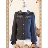 Rose Garden Series Black Thickened Chiffon Embroidery Classic Lolita Shirt