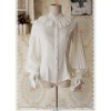 Swan Lake's Love Series Deep Blue Chiffon Long Puff Sleeve Classic Lolita Shirt