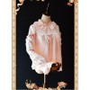 Warm Milk Tea Pure Cotton Pink Lace Puff Sleeve Classic Lolita Shirt