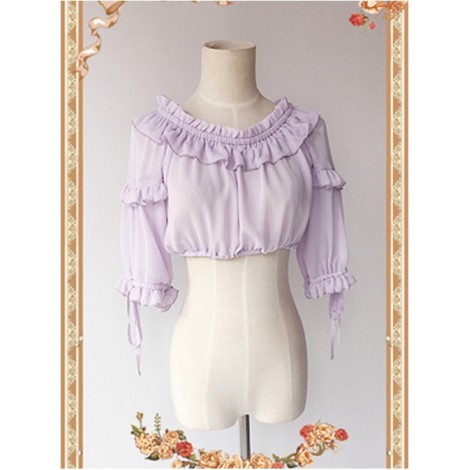 Violet Lovely Puff Sleeve Lolita Super Short Top