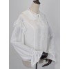 White Chiffon Cute Rabbit Ears Doll Collar Classic Lolita Long Sleeve Shirt