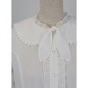 White Chiffon Cute Rabbit Ears Doll Collar Classic Lolita Long Sleeve Shirt