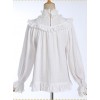 White Cotton Little High Collar Classic Lolita Long Sleeve Shirt