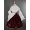 Wine Red Swan Lake Gold Stamping high waist half skirt