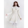 Glamorous Beige Long Sleeves Bow White Lace Lolita Coat