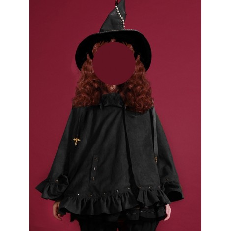 Halloween Brown And Black Suede Gothic Lolita Cloak