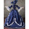 Palace Style Lace Embroidery Navy Blue Classic Lolita Prom Dress