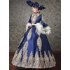 Palace Style Navy Blue Elegant Classic Lolita Prom Long Dress