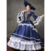 Palace Style Lace Embroidery Navy Blue Classic Lolita Prom Dress