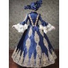 Palace Style Navy Blue Elegant Classic Lolita Prom Long Dress