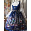 Surface Spell Rosary Printing High Waist Lolita Long Sleeve Dress