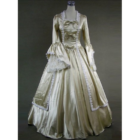 Victorian Palace Style Champagne Bowknot White Lace Lolita Prom Dress