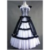 White & Black Cuff Sleeves Bandage Ruffled Cotton Gothic Lolita Dress