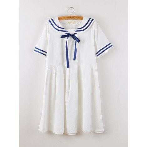 Navy Style Loose Short Sleeve School Lolita Dress