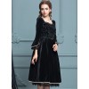 Black Velour Lace Edge Gothic Lolita Long Sleeve Dress