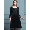 Black Velour Lace Edge Gothic Lolita Long Sleeve Dress