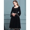 Black Velour Lace Edge Gothic Lolita Long Sleeve Dress