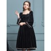 Black Velour Lace Edge Gothic Lolita Long Sleeve Dress