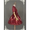 Dark Red Short Sleeves  Pleated Skirt Qi Lolita Dress - Chinese Palace Lanterns