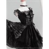 Black Chiffon Lace-up Gothic Lolita Sling Dress