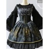 Black Grey Meteorite Magic Printed  Lolita Dress