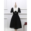 Black Short Sleeves Crucifix Embroidery Gothic Lolita Dress