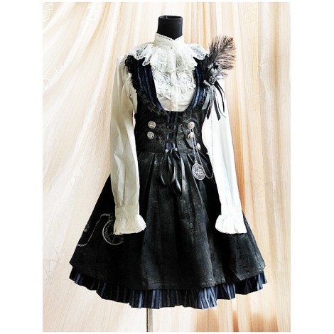 Black Stylish 100% Cotton Women Lolita Dress