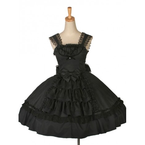 Dream Alice Cute Rabbit Black Gothic Lolita Sling Dress