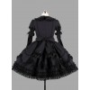 Black Elegant Bows Cotton Gothic Lolita Long Sleeve Dress