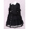 Black Lapel Ruffle Gothic Lolita Long Sleeve Dress