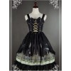 Bowknot Decorated Neckline Wide  Straps Lolita JSK / Jumper Skirt with Tulle Overlay - Arabian Nights by Souffle Song