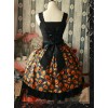 Magic Tea Party Halloween Pumpkin Head Printing Gothic Lolita Sling Dress