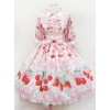 Fashion Cherry Red Strawberry High Waist Sweet Lolita Short Sleeves Dress