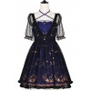 Swan Crown Bronzing Sling Dress Classic Lolita JSK And Transparent Tulle Smock