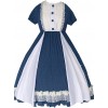 White Lace Ruffle Hem Blue Elegant OP Classic Lolita Short Sleeve Dress