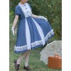 White Lace Ruffle Hem Blue Elegant OP Classic Lolita Short Sleeve Dress