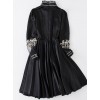 Black Retro Embroidery Standing Collar Classic Lolita Long Sleeve Dress