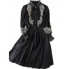 Black Retro Embroidery Standing Collar Classic Lolita Long Sleeve Dress