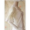 Milky White Glass Striped Doll Collar Lolita Bubble Sleeve Shirt