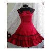 Red Long Sleeves Bow Preppy Style Cotton Sweet Lolita Dress With Cape