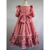 Summer Resort Girls Plaid High Waist Sweet Lolita Short Sleeves Dress