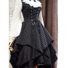 Stripes Sleeveless Bind Strap Gothic Lolita Irregular Hem Dress