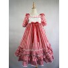 Summer Resort Girls Plaid High Waist Sweet Lolita Short Sleeves Dress