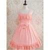 Tank Straps And Lace Trimmed Neckline Bowknot Pink Dress