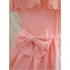 Tank Straps And Lace Trimmed Neckline Bowknot Pink Dress