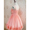 Tank Straps And Lace Trimmed Neckline Bowknot Pink Dress