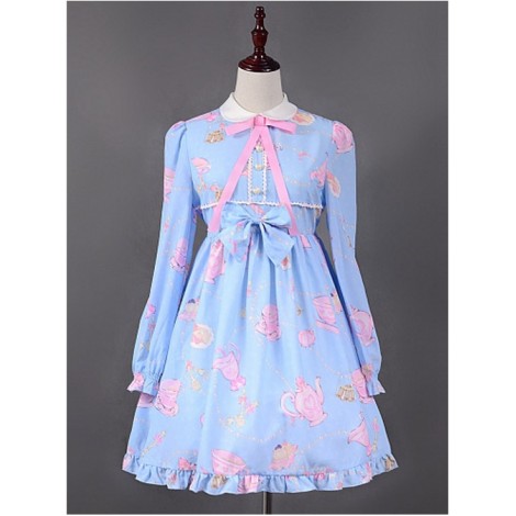 Teapot Printed Long Sleeves Lolita Dress