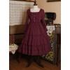 Bowknot High Waist Pure Color Classic Lolita Half Sleeve Dress