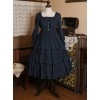 Bowknot High Waist Pure Color Classic Lolita Half Sleeve Dress