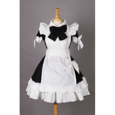 Short Sleeves Cotton Cosplay Maid Costume